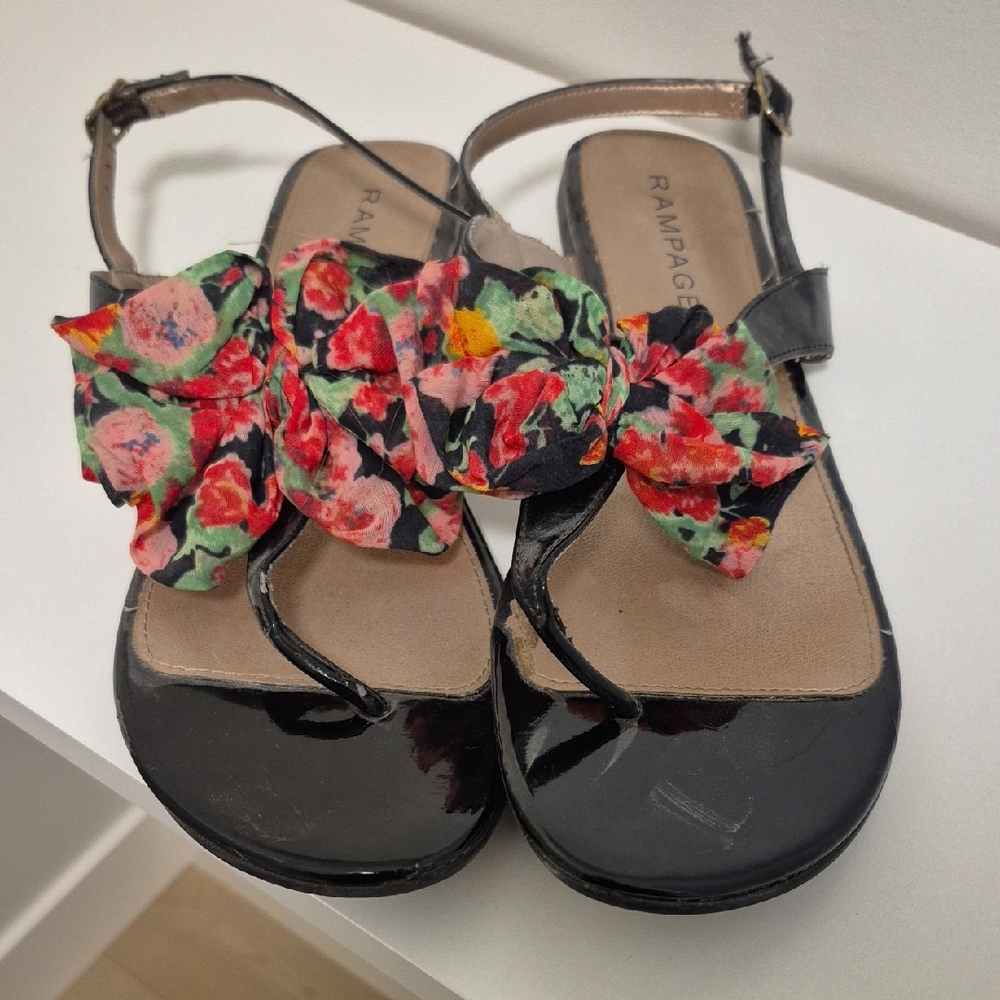 Rampage Black Floral  Sandals